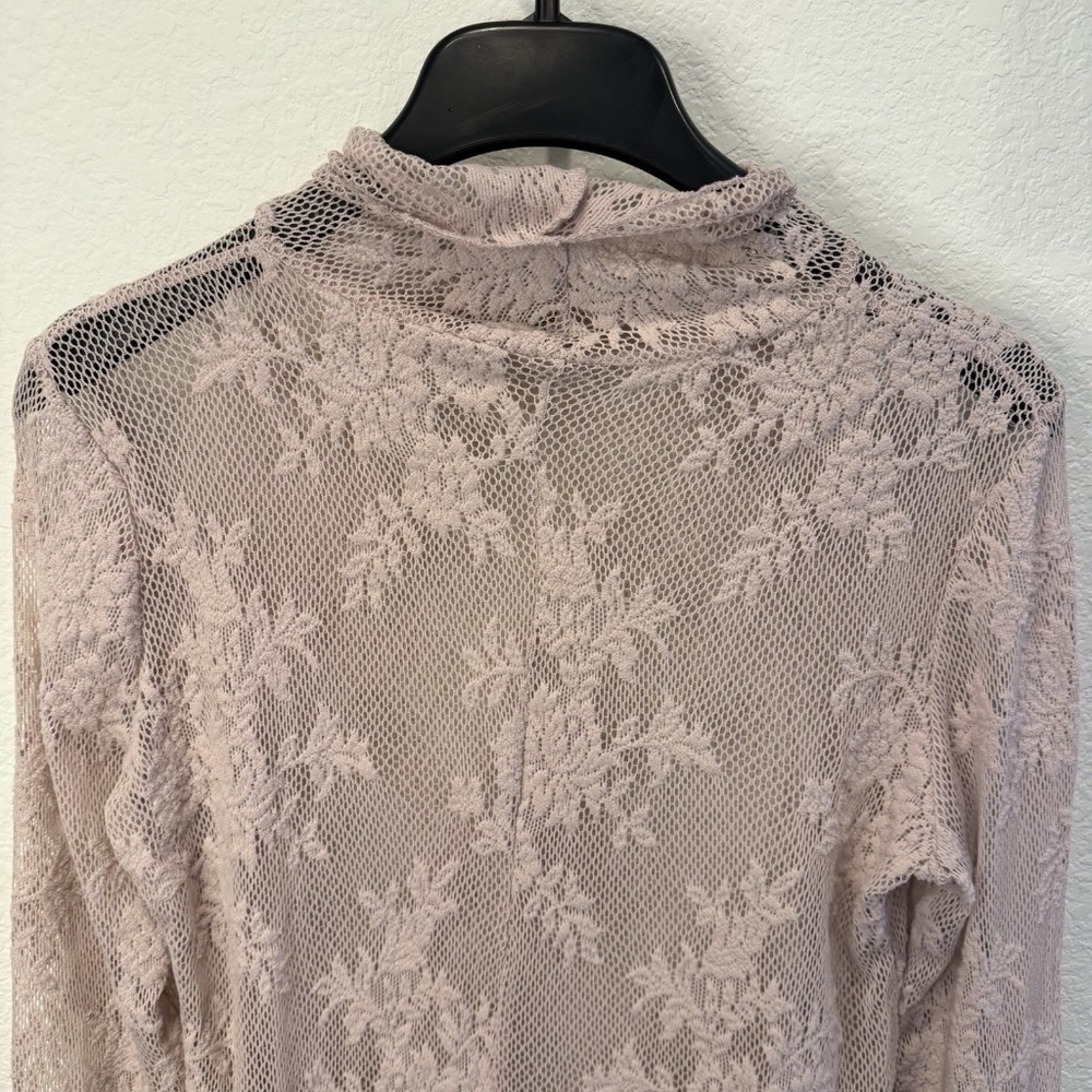 Free People Intimately Sweet Secrets Turtleneck pink Mesh Lace Large - Picture 7 of 8